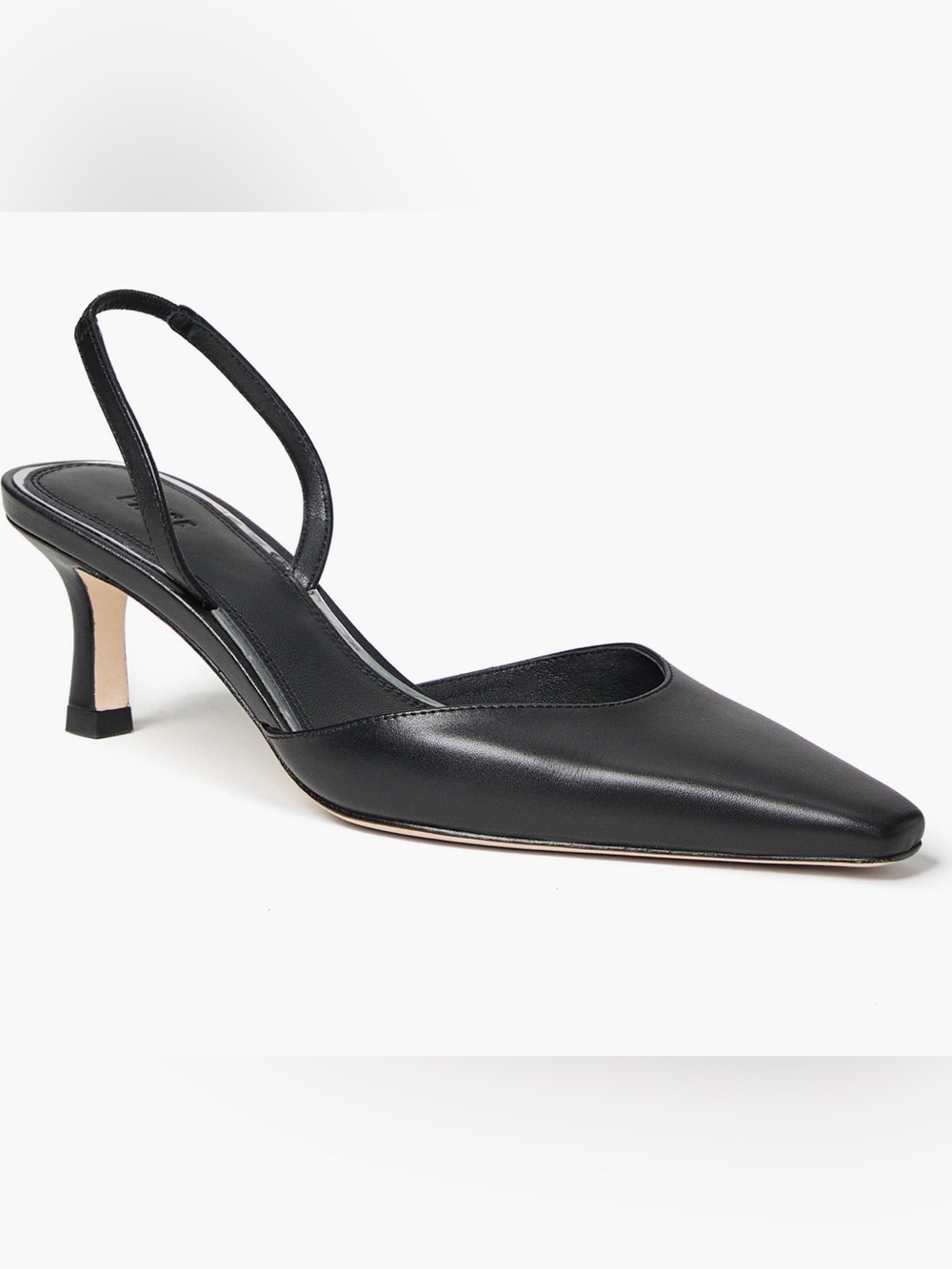 PAIGE Wren Elegant Black Leather Slingback Pointy Toe Heels
